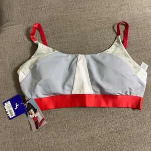 JoyLab Red and White Color-Blocked sports bra